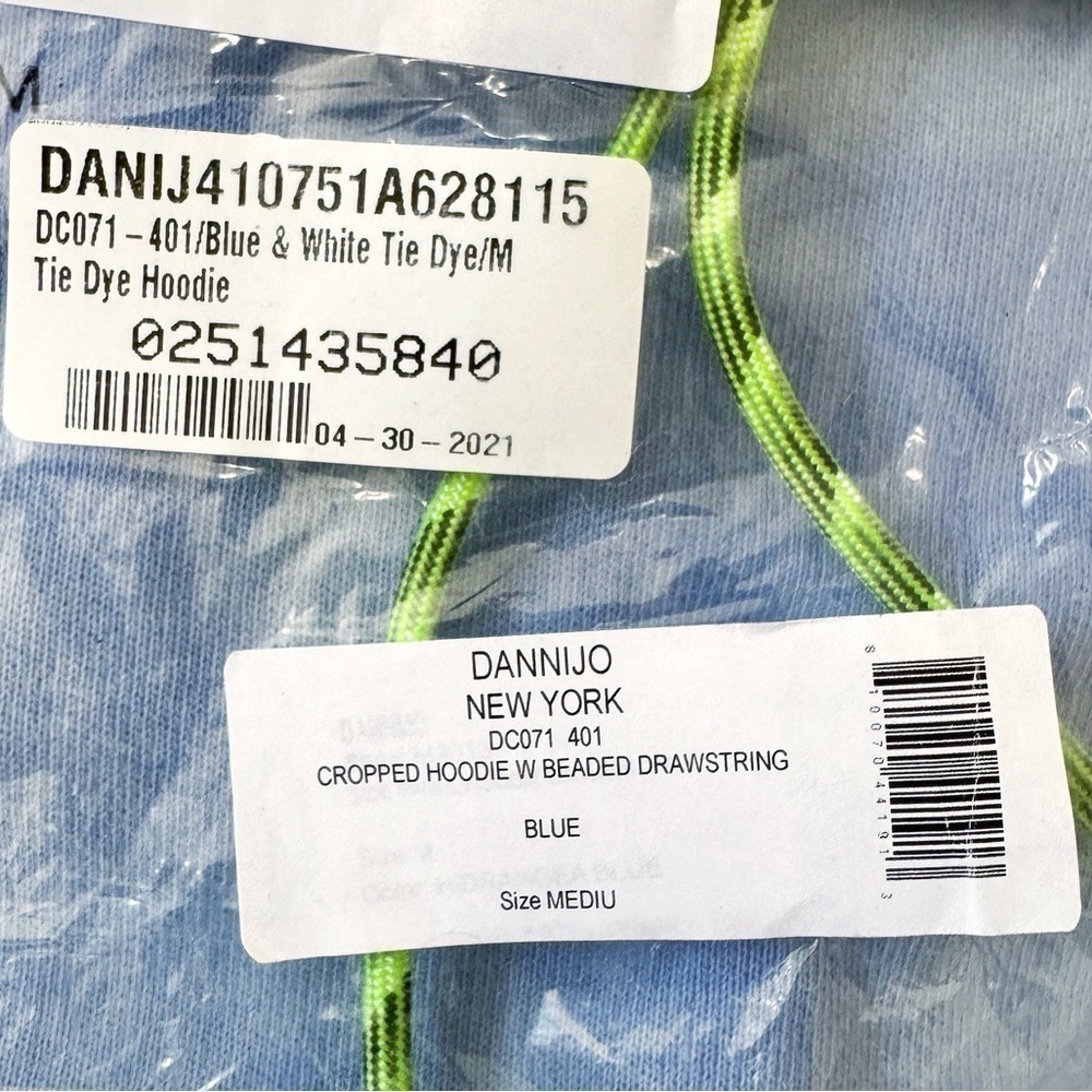 New with tag, DANNIJO Tie Dye Hoodie, Blue & White, Size M - Picture 12 of 14